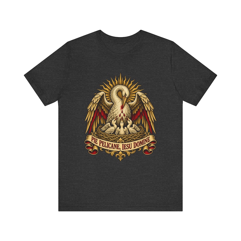 Eucharist Shirt | Catholic T-Shirt | First Communion Gift for Dad | Pie Pelicane, Pelican in Her Piety image 4
