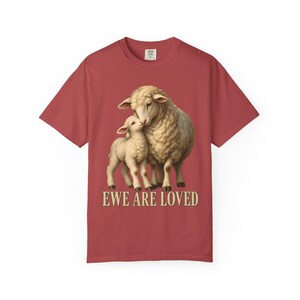 Ewe Are Loved Comfort Colors Shirt | Christian Lamb T-Shirt | Gift for Mom | Vintage Ewe and Lamb Painting image 8