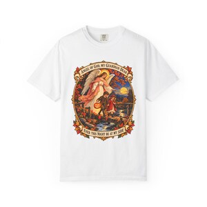Angel of God Prayer Tee, Guardian Angel Children, Catholic Mom Gift (Comfort Colors) image 2