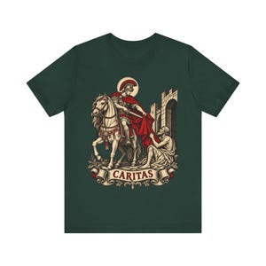 Camiseta de San Martín de Tours, capa de Caritas y arte del mendigo, regalo católico de la Misericordia para hombres, fiesta de San Martín el 11 de noviembre, ropa cristiana imagen 3