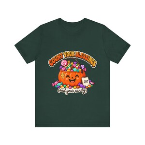 Funny Christian Halloween Shirt, Count Your Blessings Candy Pumpkin Tee image 2