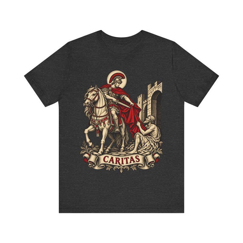 Camiseta de San Martín de Tours, capa de Caritas y arte del mendigo, regalo católico de la Misericordia para hombres, fiesta de San Martín el 11 de noviembre, ropa cristiana imagen 7