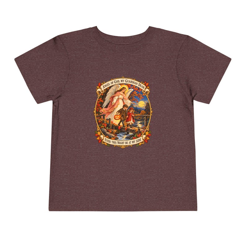 Kleinkind-T-Shirt mit Engel-Gottes-Gebet, Schutzengel-Shirt, Mein lieber Schutzengel, katholisches Geschenk für Kleinkinder, Vintage-Herbstkunst Bild 18