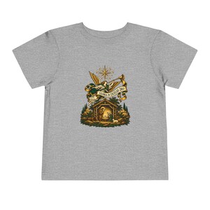 Camiseta infantil con trompeta de ángel heraldo, Gloria a Dios en las alturas, Camiseta navideña, Regalo cristiano de Navidad para niños pequeños, Natividad imagen 7