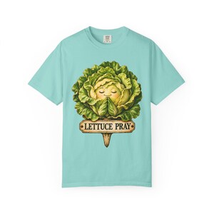 Lettuce Pray Comfort Colors Shirt | Funny Christian T-Shirt | Gift for Gardener | Vintage Lettuce with Garden Sign image 5