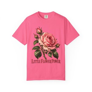 Little Flower Power Comfort Colors Shirt | St Therese Catholic T-Shirt | Gift for Catholic Women | Vintage Pink Roses image 13
