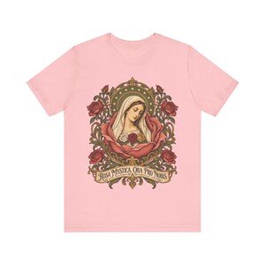 Rosa Mystica Shirt, Mystical Rose Virgin Mary Tee, Ora Pro Nobis Art Nouveau, Litany of Loreto Catholic Gift for Women, Marian Apparel image 6