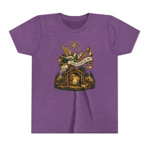 Kids Herald Angel Trumpet Shirt, Youth Glory to God in the Highest Tee, Christian Christmas Gift for Kids, Vintage Nativity image 16