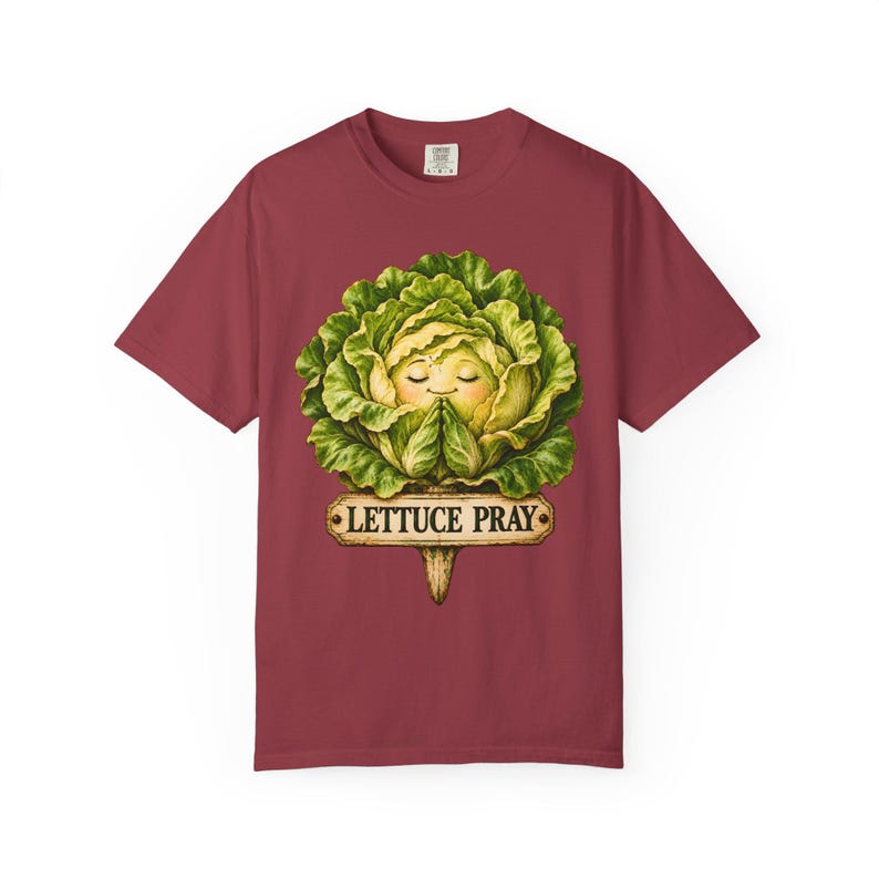 Lettuce Pray Comfort Colors Shirt | Funny Christian T-Shirt | Gift for Gardener | Vintage Lettuce with Garden Sign image 12