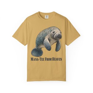 Mana-Tee From Heaven Comfort Colors Shirt | Funny Christian Florida T-Shirt | Manatee Lover Gift | Vintage Manatee Painting image 1