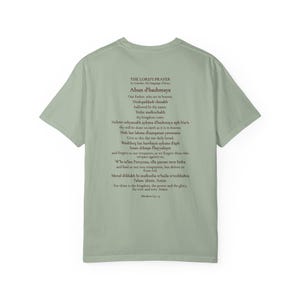 Arameisk Herrens bön komfortfärger T-shirt | Vår Fader arameisk T-shirt | Bergspredikan katolsk kristen T-shirt bild 2