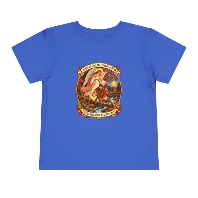 Kleinkind-T-Shirt mit Engel-Gottes-Gebet, Schutzengel-Shirt, Mein lieber Schutzengel, katholisches Geschenk für Kleinkinder, Vintage-Herbstkunst Bild 12