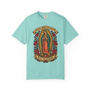 Nuestra Señora de Guadalupe Tee, Virgin of Tepeyac with Roses, Mexican Catholic Gift, Hispanic Mom Apparel, Dec 12 Feast Day, Comfort Colors image 7
