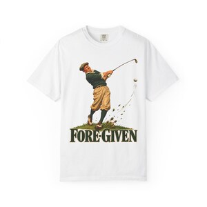Fore-Given Golfer Comfort Colors Shirt | Funny Christian Golf T-Shirt | Gift for Golfer Dad | Vintage Golfer Mid-Swing