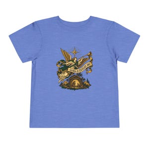Toddler Nativity Angel Tee, Gloria in Excelsis Deo Christmas Shirt, Catholic Christmas Gift for Toddlers, Star of Bethlehem Art image 9