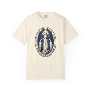 Our Lady of Grace Tee, Miraculous Medal Prayer, Pray for Us Who Have Recourse to Thee, Marian Gift for Mom or Godmother, Comfort Colors image 4