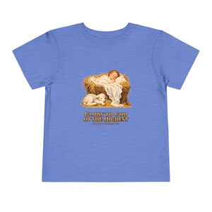 Toddler Glory to God in the Highest Tee, Nativity Christmas Shirt, Catholic Christmas Gift for Toddlers, Baby Jesus and Lamb image 9