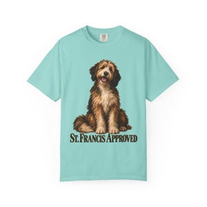 St Francis Approved Comfort Colors Shirt | Catholic Dog Lover T-Shirt | Gift for Dog Mom | Shaggy Dog Painting image 5