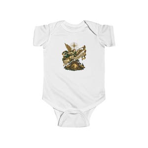 Baby Nativity Angel Bodysuit, Gloria in Excelsis Deo Infant One Piece, Catholic First Christmas Gift, Star of Bethlehem Baby image 1