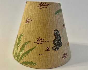 monkey lampshade, palm tree lampshade, brown lampshade