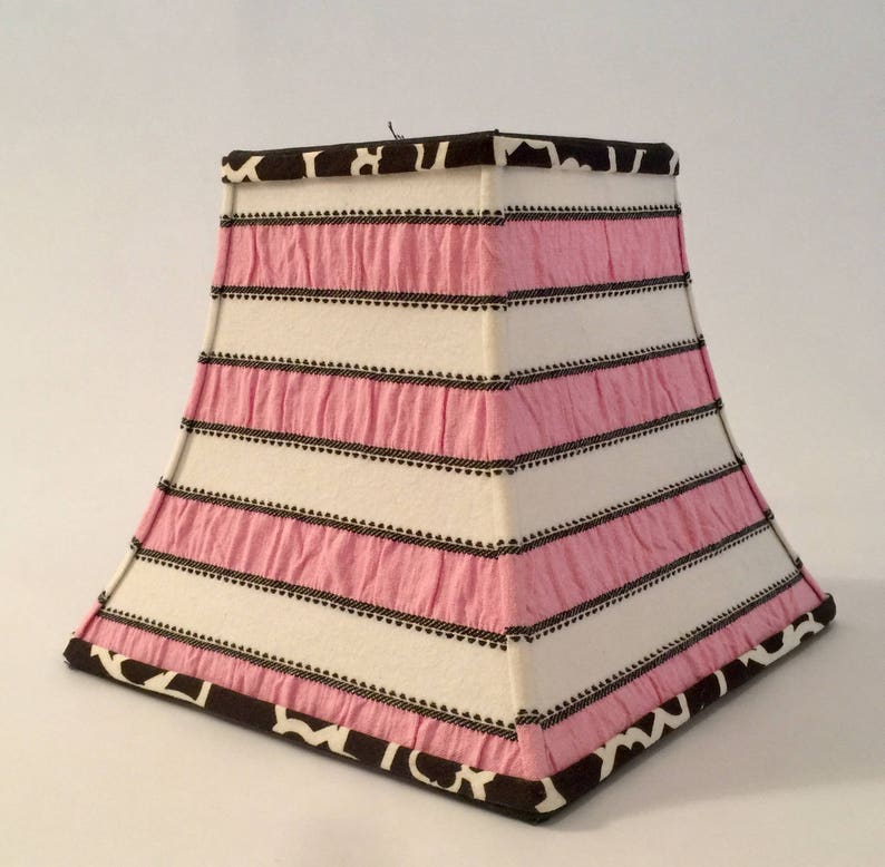 Pink White Striped Lampshade Square Lampshade Striped Etsy