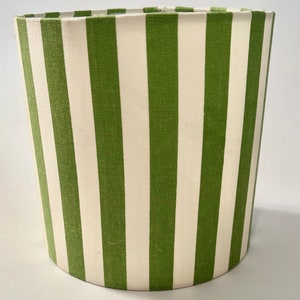 green and white striped lampshade, green and white awning striped lampshade image 1