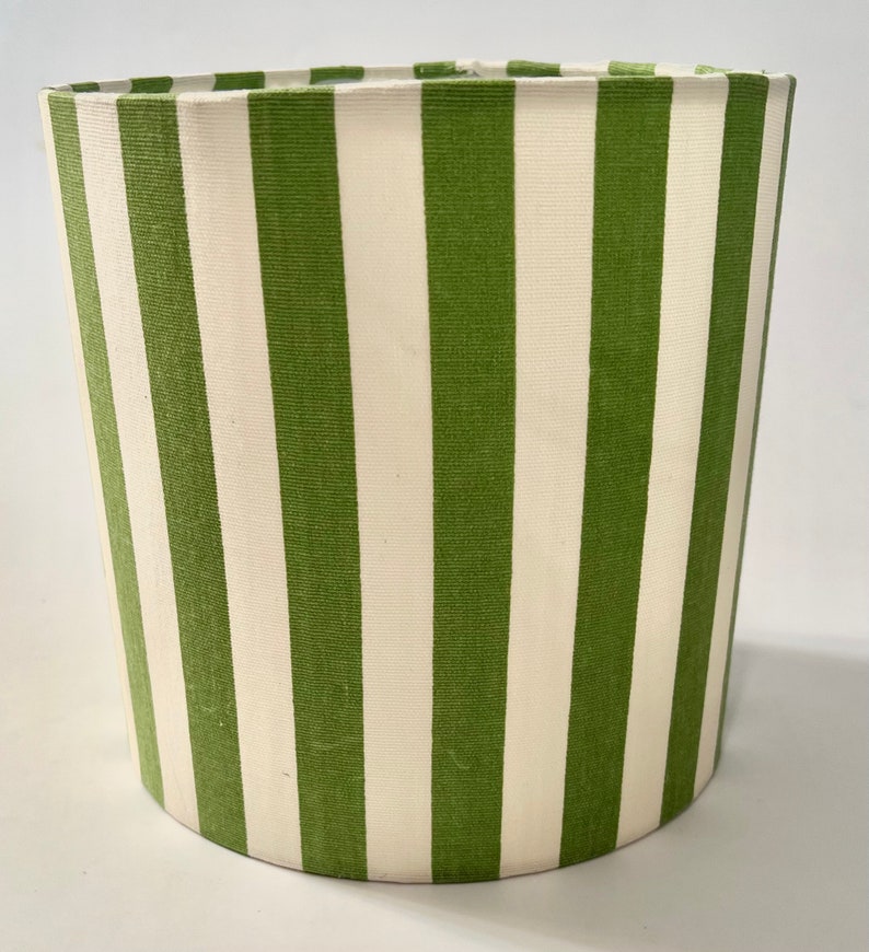 green and white striped lampshade, green and white awning striped lampshade image 1