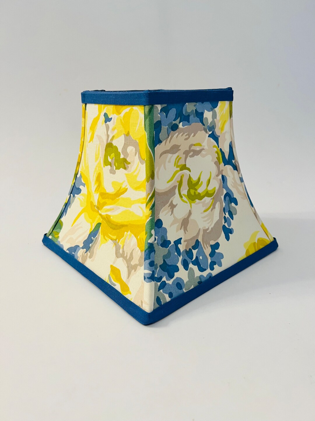 Blue and Yellow Floral Lampshade, Blue and Yellow Decor, Floral Lampshade, Square Lampshade Etsy