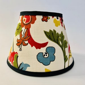 floral lampshade, retro floral lampshade, conical lampshade, multi-colored lampshade
