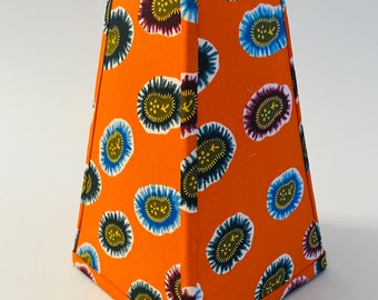 Orange Retro Lampshade – Mid Century Modern Square Lamp Shade – Bold Mod Print Lighting