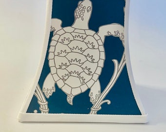 Turtle lampshade, turtle lamp shade, blue turtle lampshade, square lampshade