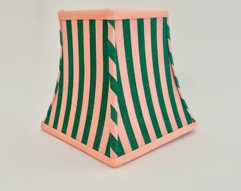Preppy Pink and Green Lampshade – Striped Square Shade for Fun, Bold Decor