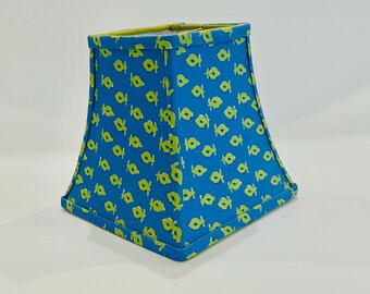 Blue Fish Square Lampshade, Coastal Decor