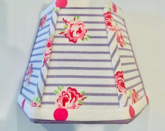 Handmade Plug In Night Light – Floral Stripe Wall Lamp – Cottage Nursery Bedroom Decor