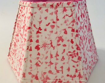 Pink and white lampshade,  hexagonal lampshade, pink and white decor, junior sandler fabric, girls room decor