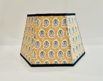 Beige Blue Floral Lampshade – Empire Lamp Shade – Neutral Cottage Farmhouse Lighting – English Country Decor