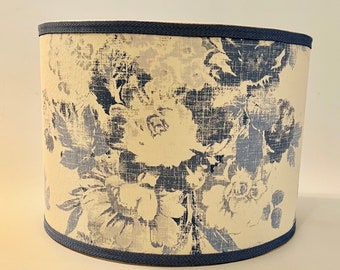 Ralph Lauren fabric lampshade, blue and white floral lampshade, blue and white lampshade