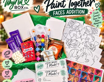 Può includere: Un kit per il fai da te contenente tele bianche, pennelli, una tavolozza con vari colori, un sacchetto di caramelle bianche, una scatola di cioccolatini Celebrations, un sacchetto di snack al caramello salato e fogli da disegno.