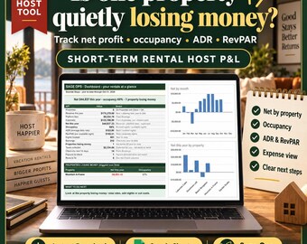Short Term Rental Spreadsheet, Property Management Spreadsheet, Airbnb Host Spreadsheet, Vacation Rental P and L Google Sheets Template
