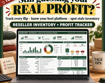 Reseller Spreadsheet Google Sheets, Reseller Inventory Tracker, Reseller Profit Tracker, Depop Sales Tracker, Poshmark and eBay Seller Log