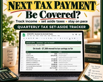 Quarterly Tax Tracker Google Sheets, Self Employed Tax Spreadsheet, 1099 Tracker, Estimated Tax Savings Planner for Freelancers