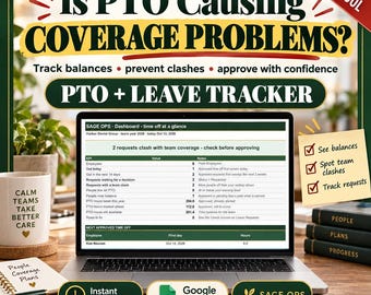 PTO Tracker Google Sheets, Annual Leave Tracker, Employee Vacation Planner, Leave Tracker Spreadsheet, PTO Calendar, Sick Day Tracker