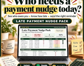Overdue Invoice Tracker Google Sheets, Late Payment Reminder Templates, Accounts Receivable Spreadsheet, Freelancer Invoice Follow Up