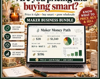 Handmade Business Spreadsheet Bundle for Etsy Sellers, Product Pricing, Inventory and Wholesale Calculator, Google Sheets
