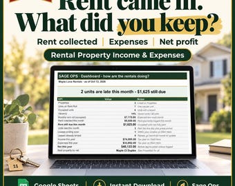 Rental Property Spreadsheet Google Sheets, Landlord Income and Expense Tracker, Property Management Spreadsheet, Rent Roll, Schedule E