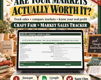Craft Fair Spreadsheet, Market Sales Tracker, Craft Fair Inventory and Profit Log, Handmade Business Booth Fee Tracker, Google Sheets