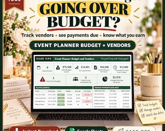 Event Planner Spreadsheet, Event Budget Spreadsheet, Vendor Payment Tracker, Event Planning Business Template, Google Sheets