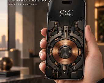 20 Copper Circuit Phone Wallpapers, Dark Tech Backgrounds for iPhone and Android