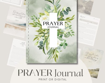 Inspiring Christian Prayer Journal, Scripture Notes, Bible Study Notes | Digital or Print On Demand