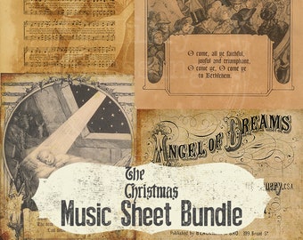 Holiday Christmas Sheet Music Bundle Pack 4 - Instant Digital Printable Download - DIY Decor, Sign, Art, Scrapbook, Vintage Ephemera